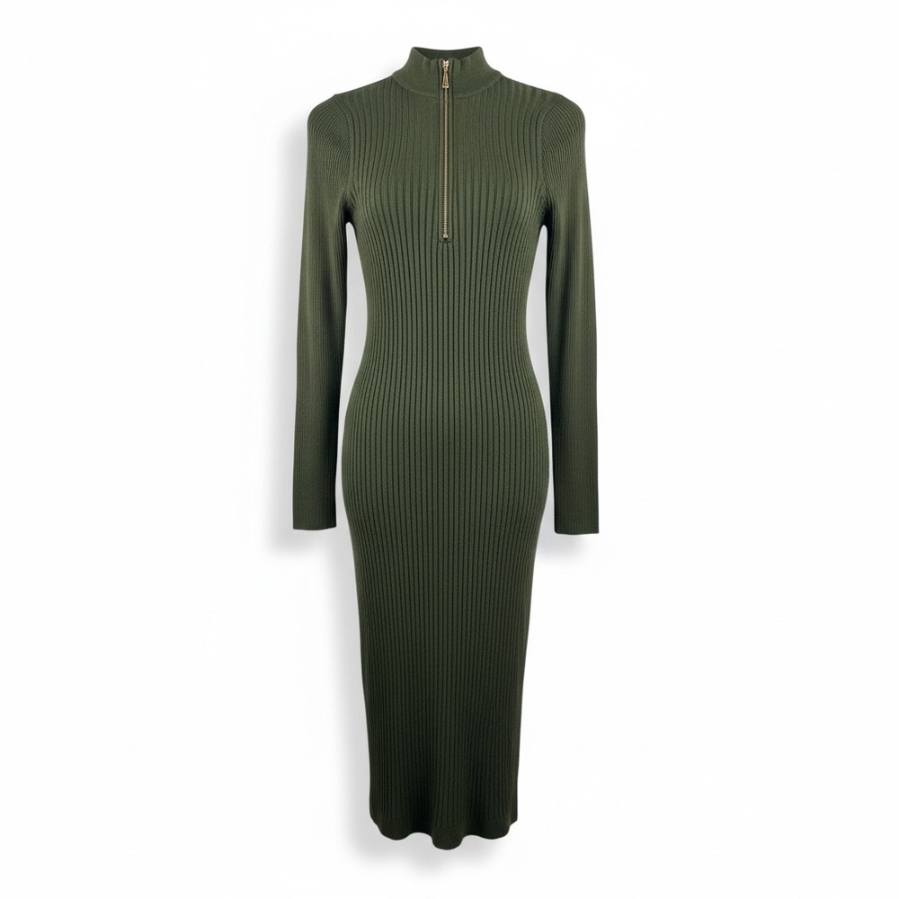 H&H Long Sleeve Olive Bodycon Dress. Size M - Picture 4 of 6